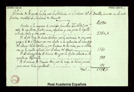 Relación de los gastos hechos por la Academia en el entierro del Sr. Zorrilla, inserta en la cert...