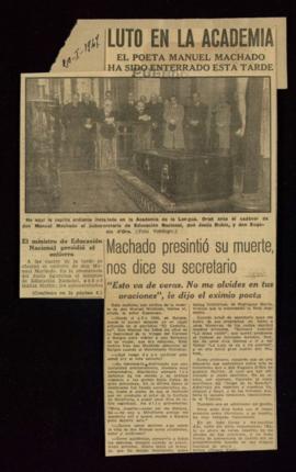 Luto en la Academia. El poeta Manuel Machado ha sido enterrado esta tarde