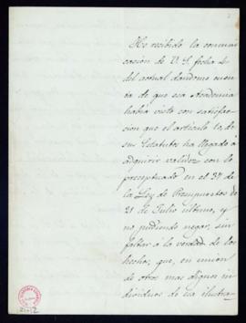 Carta de [Antonio] Cánovas [del Castillo] al secretario [Manuel Tamayo y Baus] en la que indica q...