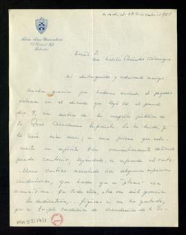 Carta del coronel jefe de la Milicia Aérea Universitaria a Melchor Fernández Almagro en la que le...