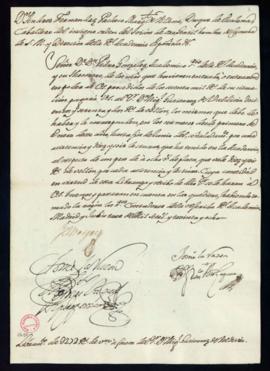 Orden del marqués de Villena del libramiento a favor de Miguel Gutiérrez de Valdivia de 272 reale...