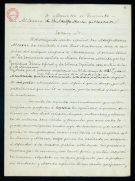 Minuta de la carta [del secretario, Manuel Tamayo y Baus] a Manuel Cañete y Cándido Nocedal en la...