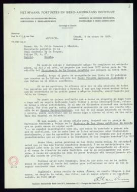 Carta de C. F. Adolf van Dam a Julio Casares con la que le remite 1075 notas para el Diccionario ...