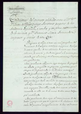 Contrato celebrado entre Juan Nicasio Gallego, secretario, y Francisco María Fernández, impresor,...