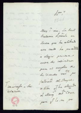 Copia del oficio de Juan [de] Trigueros al marqués de Grimaldi de comunicación del nombramiento d...