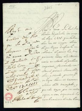 Minuta de la carta de Vincencio Squarzafigo a Andrés González de Barcia en la que le pide que aju...
