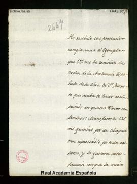 Carta del conde de Floridablanca a Manuel de Lardizábal y Uribe de agradecimiento por el envío de...