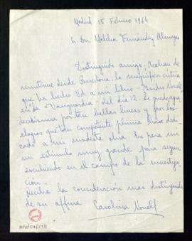Carta de Carolina Nonell a Melchor Fernández Almagro en la que le agradece la crítica que ha publ...