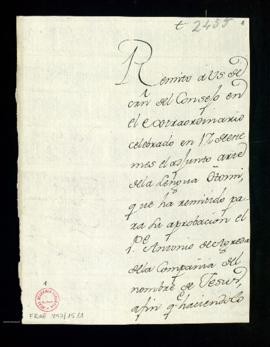 Carta de Pedro Rodríguez Campomanes a Francisco Antonio de Angulo con la que le remite por orden ...