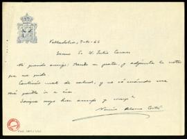 Carta de Narciso Alonso Cortés a Julio Casares con la que le remite una relación de sus cargos y ...