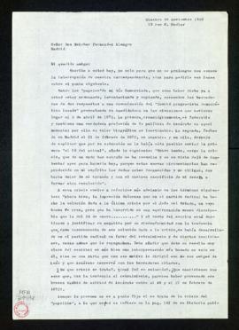 Carta de Pablo de Azcárate a Melchor Fernández Almagro en la que le pide ayuda para interpretar u...