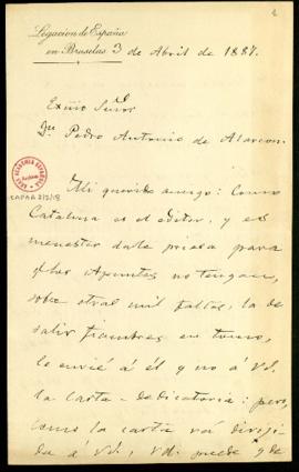Carta de Juan Valera a Pedro Antonio de Alarcón sobre la epístola a Apuntes [sobre el nuevo arte ...