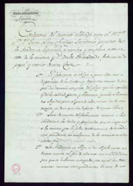 Contrato celebrado entre Juan Nicasio Gallego, secretario, y Carlos Peñarredonda, fabricante de p...