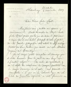 Carta del marqués de Campo Sagrado al conde de Cheste en la que acusa recibo de la suya y de su p...
