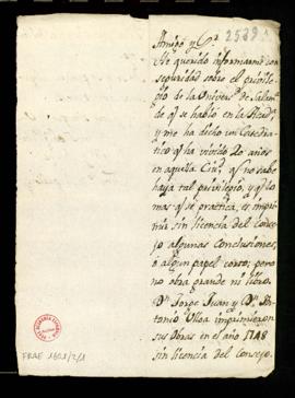 Carta de Fernando de Magallón a [Francisco Antonio de Angulo] en la que resume la información que...