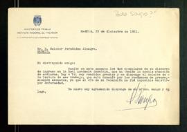 Carta de Pedro Sangro, vicepresidente de la Asamblea general del Instituto Nacional de Previsión,...