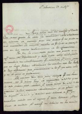 Carta de Pedro de Silva al secretario en la que muestra su conformidad con una resolución de la A...