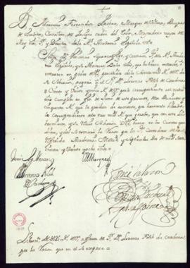 Orden del marqués de Villena de libramiento a favor de Lorenzo Folch de Cardona de 125 reales de ...