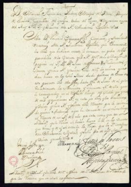 Orden del marqués de Villena de libramiento a favor de Juan de Ferreras de 975 reales y 30 marave...