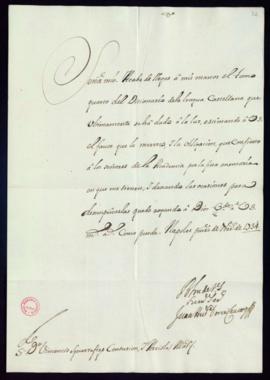 Carta del duque de Tursi a Vincencio Squarzafigo en la que le agradece el envío del tomo cuarto d...