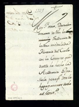 Minuta de la carta [de Francisco Antonio de Angulo] a Antonio Martínez Salazar con la que remite ...