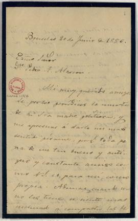 Carta de Juan Valera a Pedro [Antonio] de Alarcón con el pésame por el fallecimiento de su madre ...