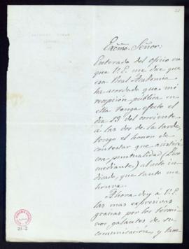 Carta de Francisco Asenjo Barbieri a Manuel Tamayo y Baus en la que acusa recibo de la comunicaci...
