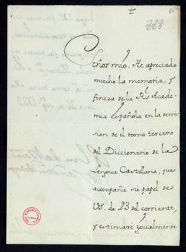 Carta del cardenal Astorga a Vincencio Squarzafigo de agradecimiento por el envío del tercer tomo...