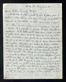 Carta de Zenobia Camprubí a Melchor Fernández Almagro en la que le dice que su constante recuerdo...