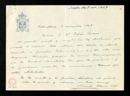 Carta de Narciso Alonso Cortés a Julio Casares en la que muestra su desolación por el fallecimien...