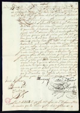 Orden del marqués de Villena de libramiento a favor de Lorenzo Folch de Cardona de 2582 reales y ...