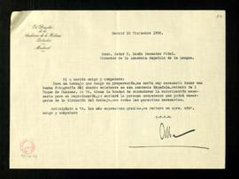 Carta del duque de Alba a Ramón Menéndez Pidal en la que le solicita autorización para realizar u...