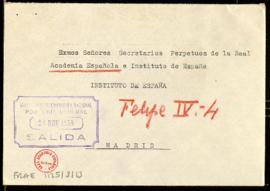 Sobre dirigido a los secretarios de la Real Academia Española y el Instituto de España