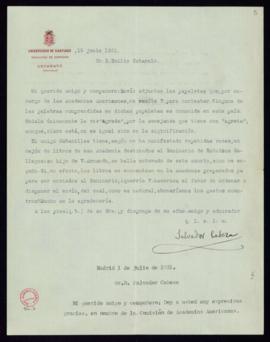Carta de Salvador Cabeza de León a Emilio Cotarelo con la que le devuelve las papeletas encargada...