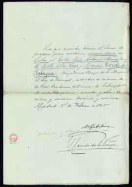 Propuesta de António Maria José de Mello, conde de Sabugosa, como académico correspondiente en L...