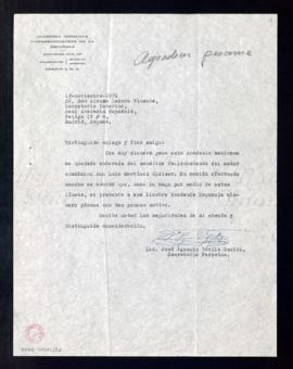 Carta de José Ignacio Dávila Garibi, secretario de la Academia Mexicana de la Lengua, a Alonso Za...