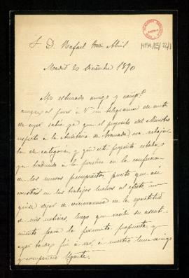 Carta del marqués de Santa María a Rafael Fernández Abril en la que le confirma que la intención ...