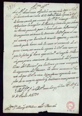 Minuta de la carta [de Vincencio Squarzafigo] al marqués de Villena [Mercurio Antonio López Pache...
