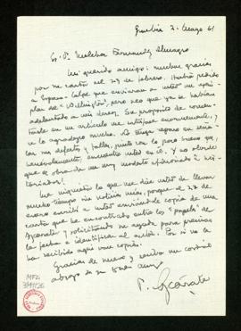 Carta de Pablo de Azcárate a Melchor Fernández Almagro en la que acusa recibo de la suya y se ale...