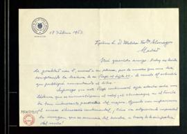 Carta de Carlos González-Espresati a Melchor Fernández Almagro en la que le expresa el gusto con ...