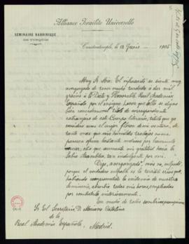 Carta de Abraham Danon a Mariano Catalina en la que se excusa por haber tardado tanto en dar las ...