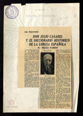 Don Julio Casares y el Diccionario histórico de la lengua española, por Nélida Florido