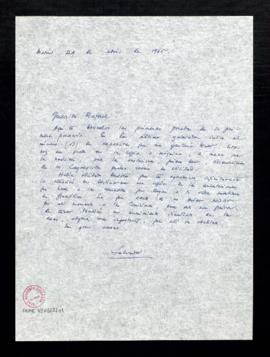 Carta de Salvador [Fernández Ramírez] a Rafael [Lapesa] con la que le devuelve las galeradas de l...