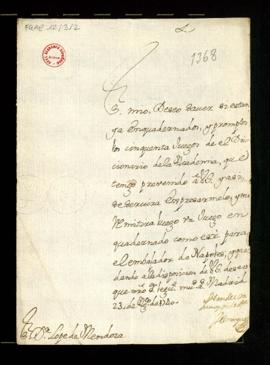 Carta del marqués de Villena [Andrés Fernández Pacheco] a Lope Hurtado de Mendoza en la que se in...