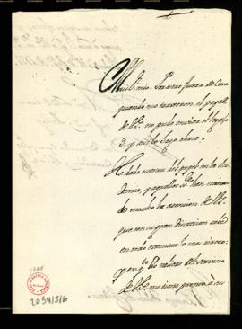 Carta de Vincencio Squarzafigo a Lorenzo Folch de Cardona con la que le remite un legajo