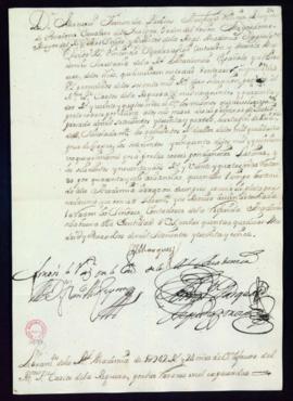 Orden del marqués de Villena del libramiento a favor de Carlos de la Reguera de 1942 reales y 24 ...