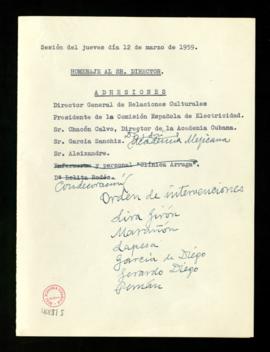 Lista de adhesiones y orden de intervenciones en el homenaje a Ramón Menéndez Pidal