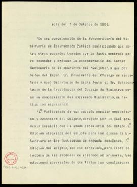 Transcripción del acta de 6 de octubre de 1904