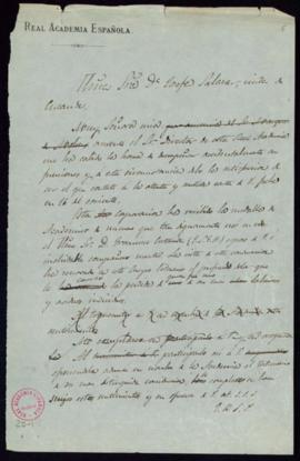 Minuta de la carta del director accidental [el conde de Guendulain] a Josefa Salazar de acuse de ...