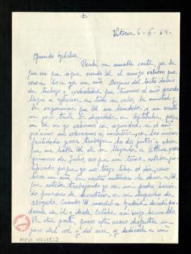 Carta de Rosa Mary a Melchor Fernández Almagro en la que le dice que ya no tiene el día libre por...